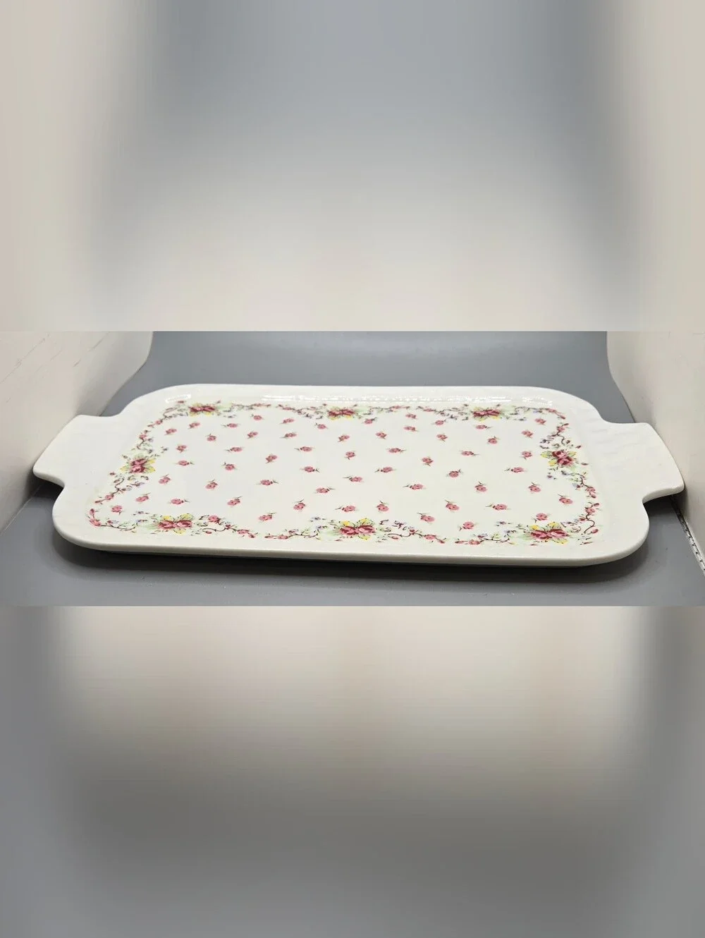 Grace's Pantry Floral Porcelain Covered Baking Dish Peony Rose Pattern